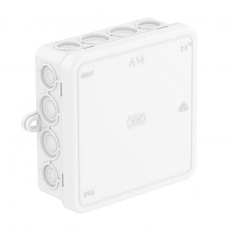 Caja de derivación A 14 90x90x35 | 16 | IP55 | 8 entradas para diámetros de cable de 5-14 mm 8 entradas para diámetros de cable de 5-11 mm | blanco puro; RAL 9010