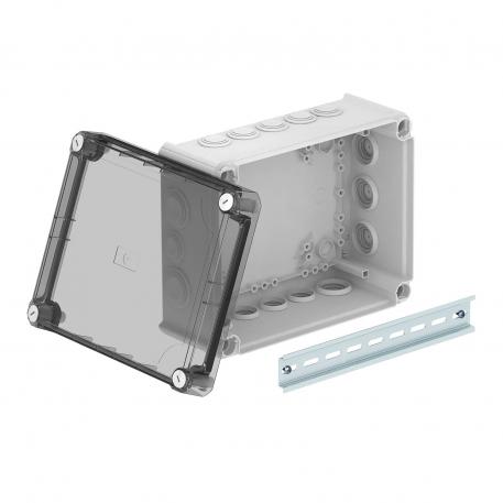 Caja de derivación T 250 con tapa alta transparente y conos 225x173x103 | 16 | IP66 | 9xM25 7xM32 | Gris claro, RAL 7035