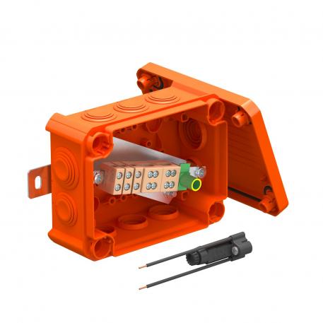 FireBox T100ED, con fijación exterior y portafusibles 136x102x57 | 10 | IP66 | 8 x M25 2 x M32 | naranja; RAL 2003